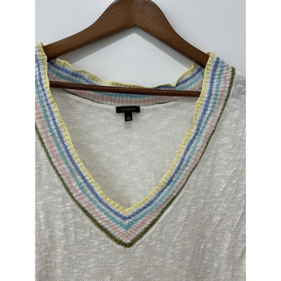 Talbots Womens Shirt Vest Large V Neck Linen Blend Beachy Resort Layering - Picture 2 of 10